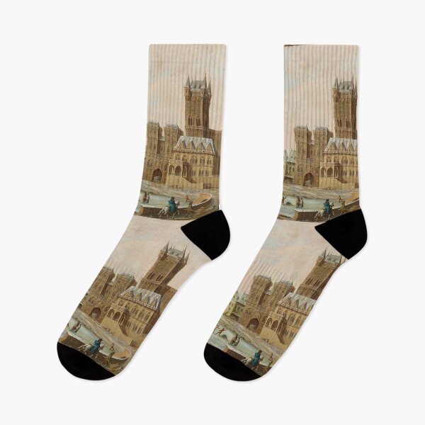 Item preview, Figures in a Winter Landscape with a Gothic Castle by Johann Philipp Ulbricht designed and sold by Amanda1775.