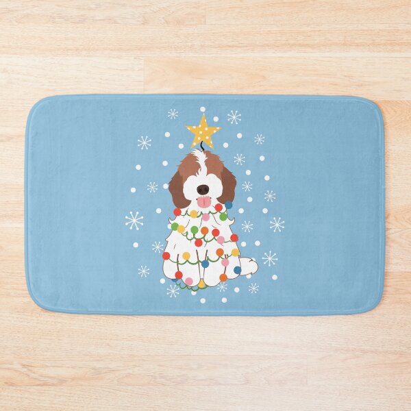 Item preview, Brown White Cockapoo Cavapoo Christmas Tree  designed and sold by Lulupainting.