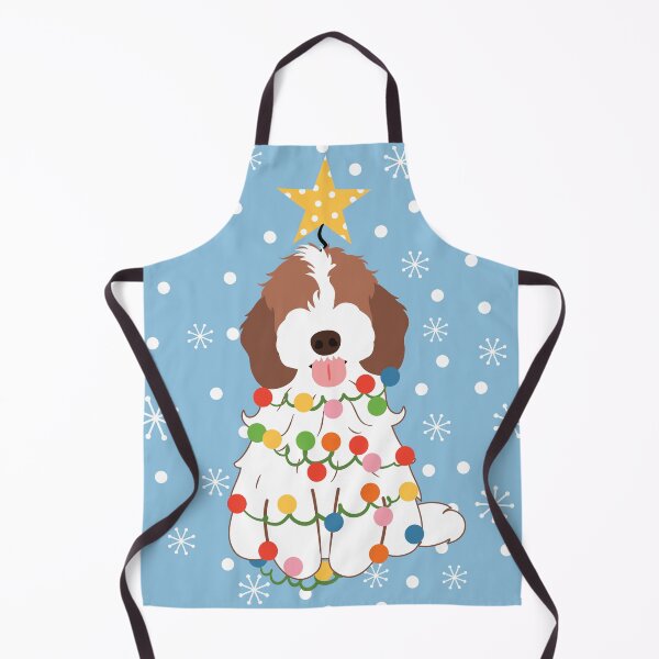 Item preview, Brown White Cockapoo Cavapoo Christmas Tree designed and sold by Lulupainting.