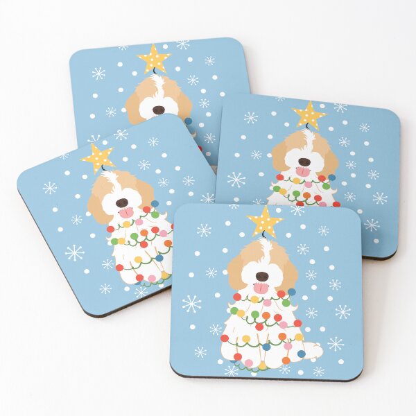 Item preview, White Apricot Cream Cockapoo Cavapoo Christmas Tree 1 designed and sold by Lulupainting.
