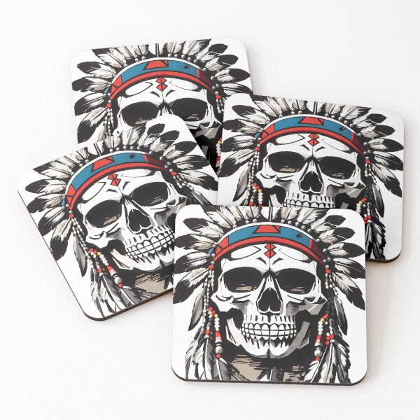 Item preview, Skull of native american warrior designed and sold by wplamkung.