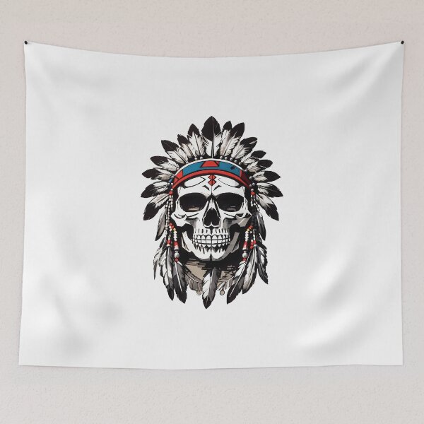 Item preview, Skull of native american warrior designed and sold by wplamkung.