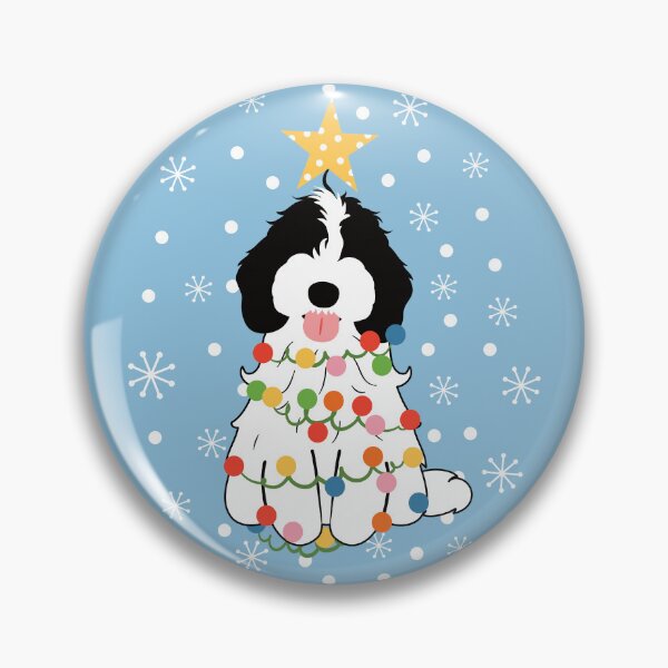 Item preview, White Black Cockapoo Cavapoo Christmas Tree  designed and sold by Lulupainting.