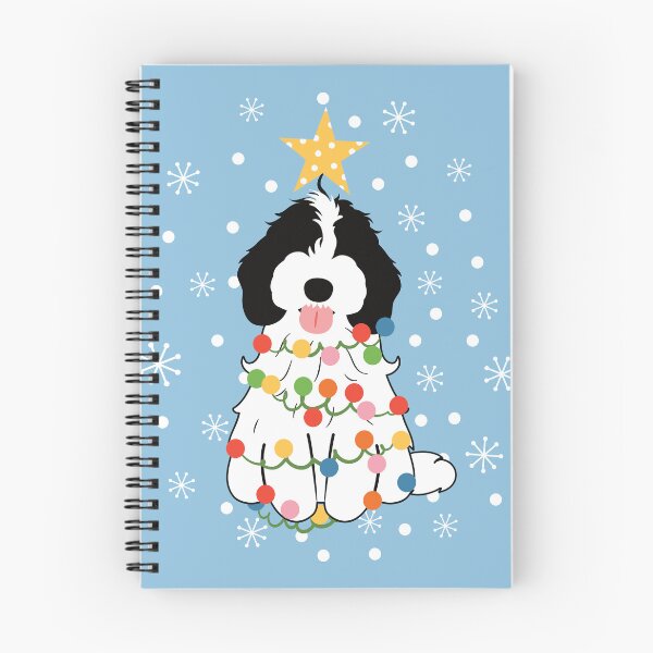 Item preview, White Black Cockapoo Cavapoo Christmas Tree  designed and sold by Lulupainting.