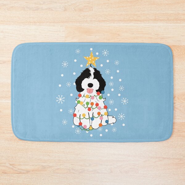 Item preview, White Black Cockapoo Cavapoo Christmas Tree  designed and sold by Lulupainting.