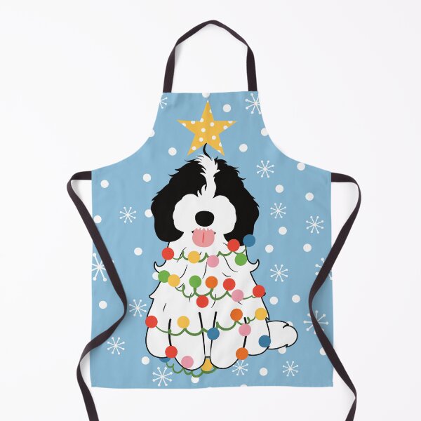 Item preview, White Black Cockapoo Cavapoo Christmas Tree designed and sold by Lulupainting.