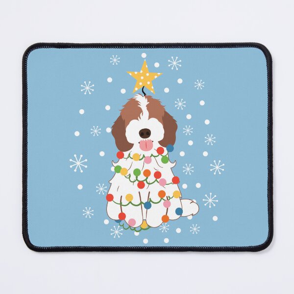 Item preview, Brown White Cockapoo Cavapoo Christmas Tree designed and sold by Lulupainting.