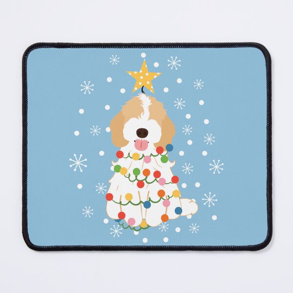 Item preview, White Apricot Cream Cockapoo Cavapoo Christmas Tree 1 designed and sold by Lulupainting.