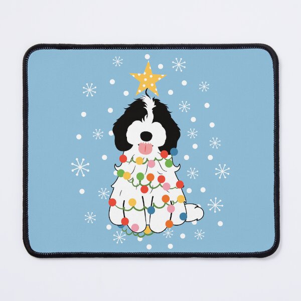 Item preview, White Black Cockapoo Cavapoo Christmas Tree  designed and sold by Lulupainting.