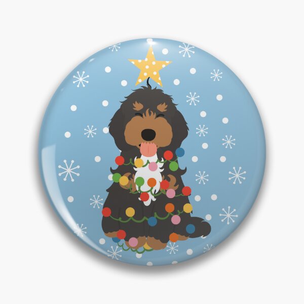 Item preview, Black Tan Tricolor Cockapoo Cavapoo Christmas Tree  designed and sold by Lulupainting.