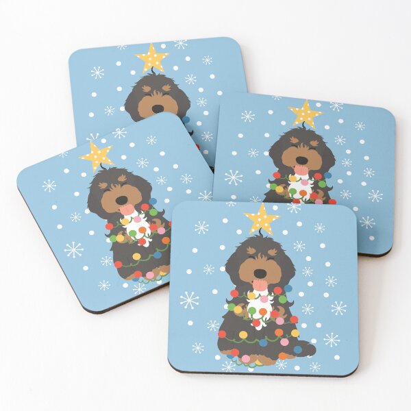 Item preview, Black Tan Tricolor Cockapoo Cavapoo Christmas Tree  designed and sold by Lulupainting.