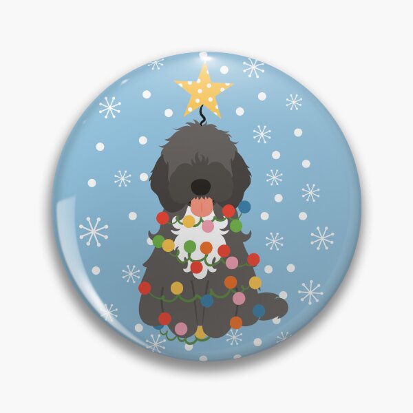 Item preview, Black White Cockapoo Cavapoo Christmas Tree  designed and sold by Lulupainting.