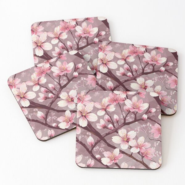 Item preview, Pink Background Cherry Blossoms designed and sold by craftyvixenart.