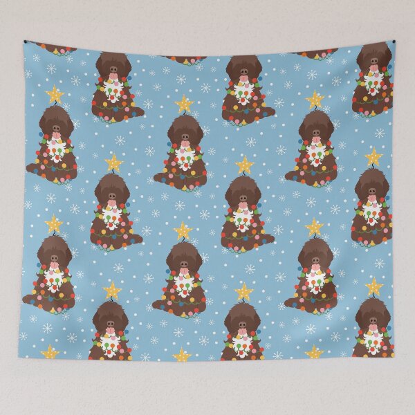 Item preview, Brown White Cockapoo Cavapoo Christmas Tree 1 designed and sold by Lulupainting.