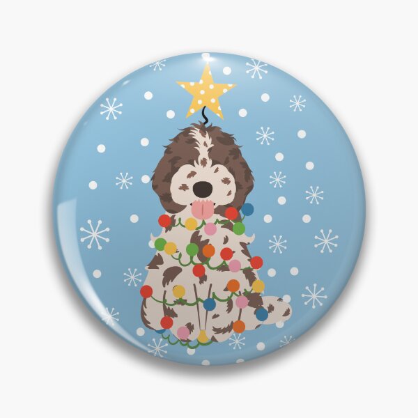 Item preview, Red Merle Cockapoo Cavapoo Christmas Tree  designed and sold by Lulupainting.