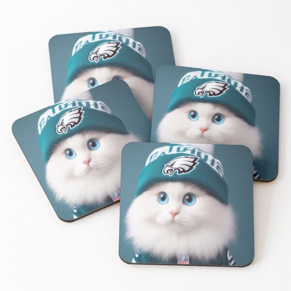 Item preview, White Cat Wearing Eagles Gear designed and sold by PhillySportz.