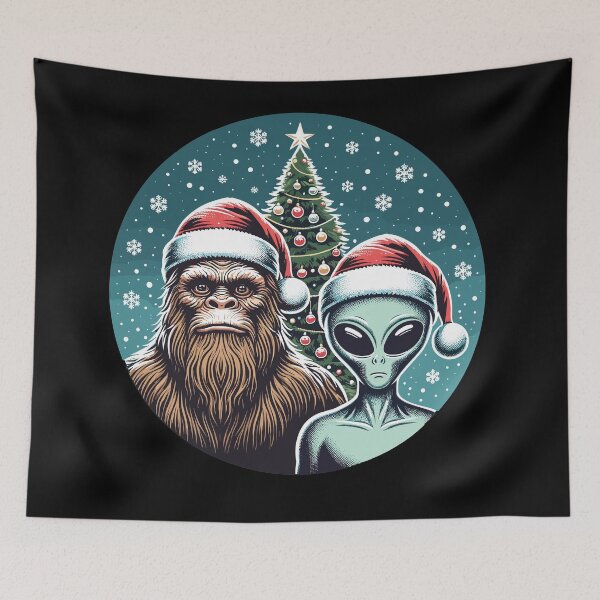 Item preview, Alien Bigfoot Sasquatch Extraterrestrial UFO Snow Christmas tree Christmas designed and sold by CG Studio.