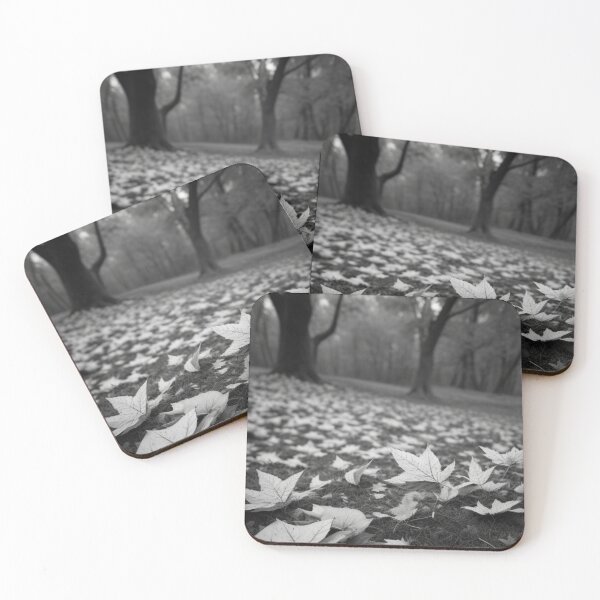 Item preview, Nature Landscape autumn thrown leaves Black and White designed and sold by chigara.