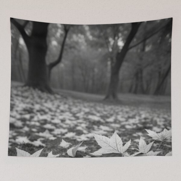 Item preview, Nature Landscape autumn thrown leaves Black and White designed and sold by chigara.