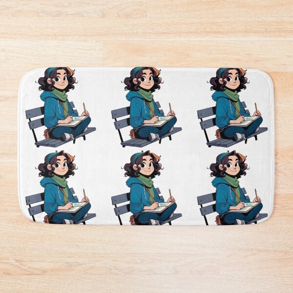 Item preview, Girl sitting on a bench Hooky Style #1 designed and sold by AIrtisticPrints.
