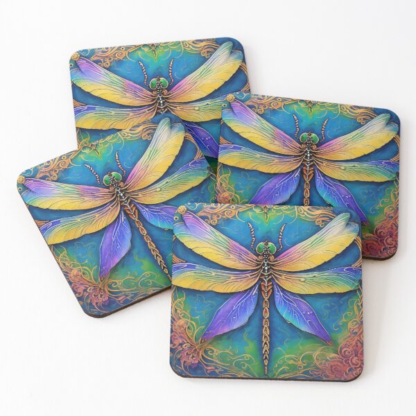 Item preview, Dragonfly Stained Glass Cartoon designed and sold by druidwolfart.