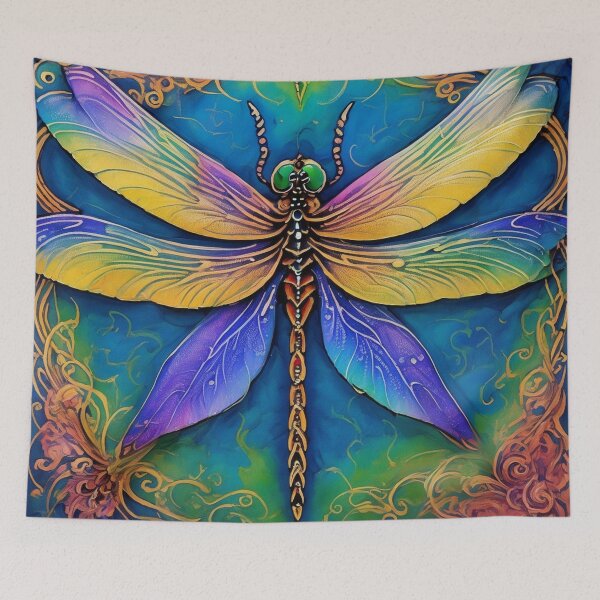 Item preview, Dragonfly Stained Glass Cartoon designed and sold by druidwolfart.