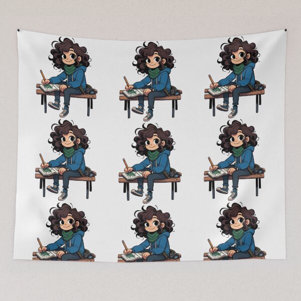 Item preview, Girl sitting on a bench Hooky Style #2 designed and sold by AIrtisticPrints.