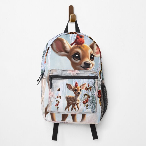 Item preview, Cute fawn with bird in a winterlandscape designed and sold by nicky2342.