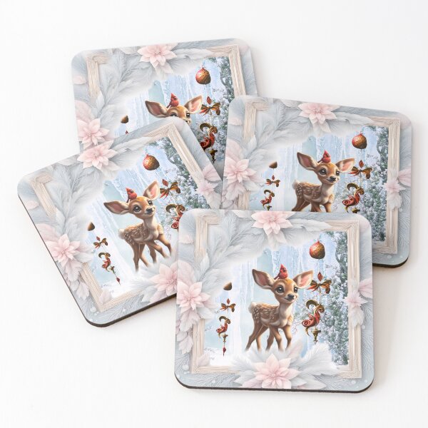Item preview, Cute fawn with bird in a winterlandscape designed and sold by nicky2342.