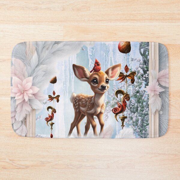 Item preview, Cute fawn with bird in a winterlandscape designed and sold by nicky2342.
