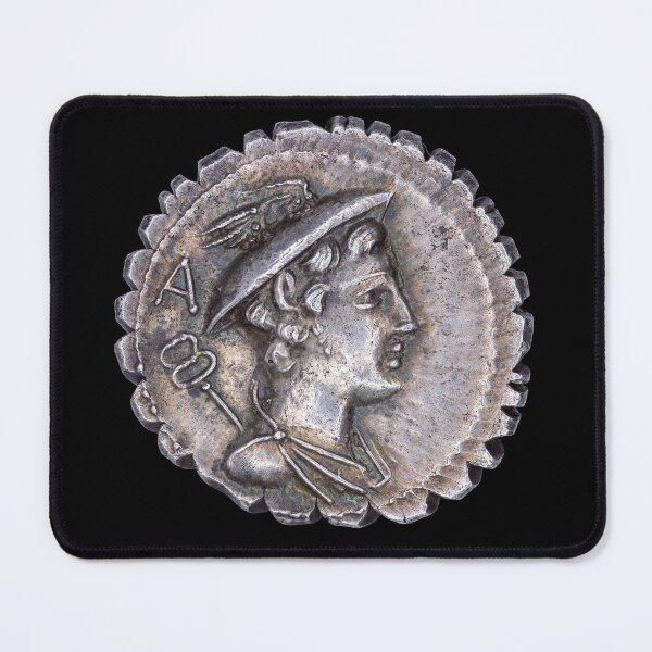 Item preview, Mercury denarius portrait, 82 BC designed and sold by OptimoPrincipi Roman Coins.
