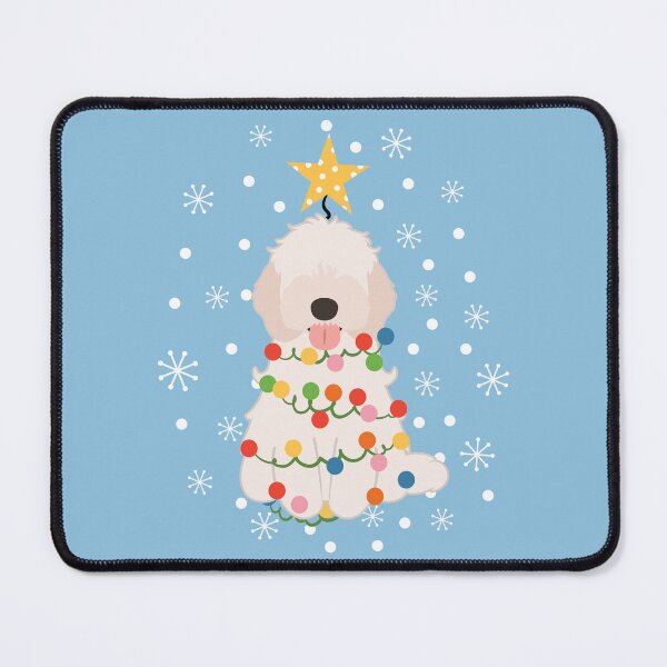 Item preview, White Cockapoo Cavapoo Christmas Tree designed and sold by Lulupainting.