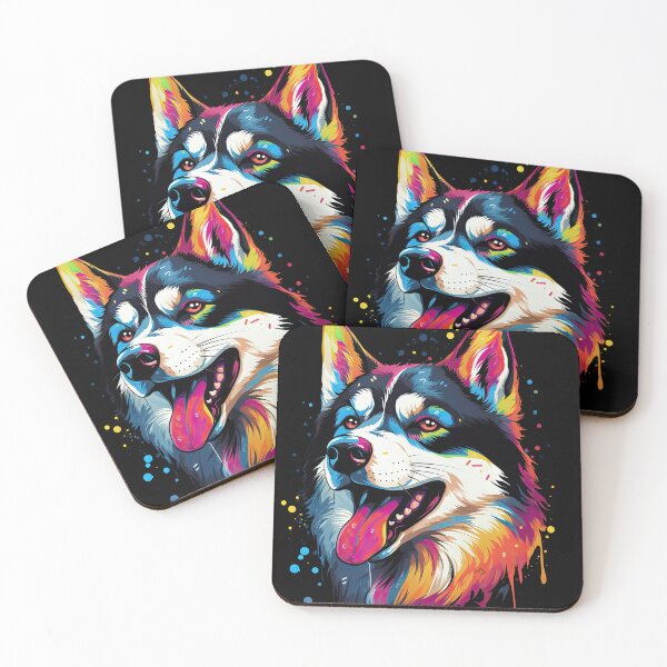 Item preview, colorful Siberian Husky dog in PopArt style designed and sold by WallyPink.