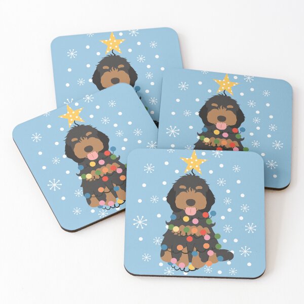 Item preview, Black Tan Cockapoo Cavapoo Christmas Tree  designed and sold by Lulupainting.
