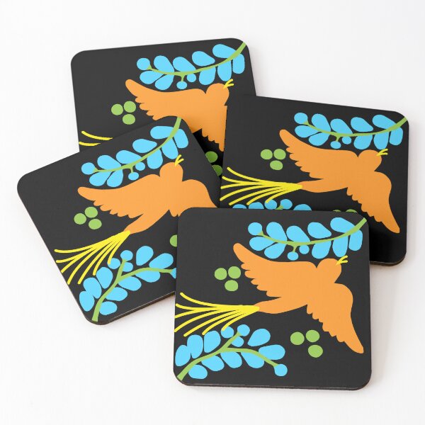 Item preview, Talavera bird 13, orange on black, Bright Dark Vibrant Colorful designed and sold by elizdesign.
