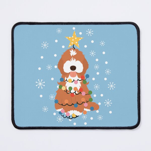 Item preview, Red White Cockapoo Cavapoo Christmas Tree 1 designed and sold by Lulupainting.