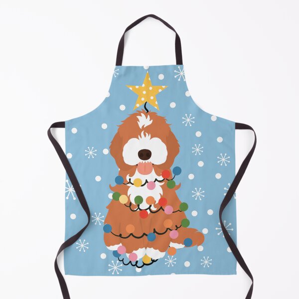 Item preview, Red White Cockapoo Cavapoo Christmas Tree 1 designed and sold by Lulupainting.