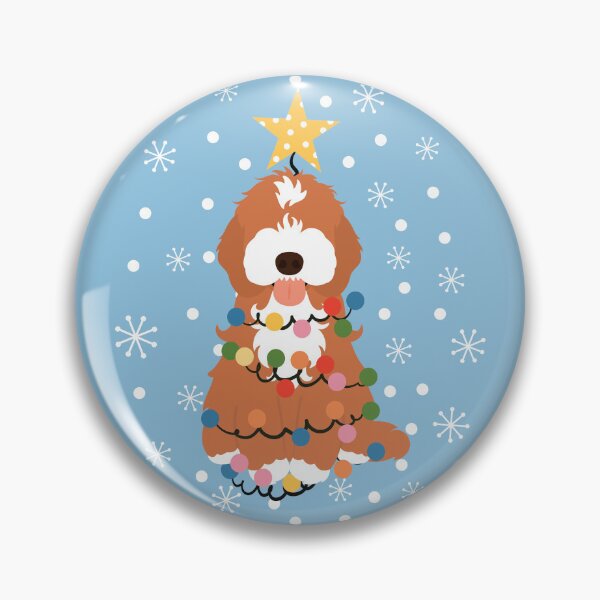 Item preview, Red White Cockapoo Cavapoo Christmas Tree 1 designed and sold by Lulupainting.