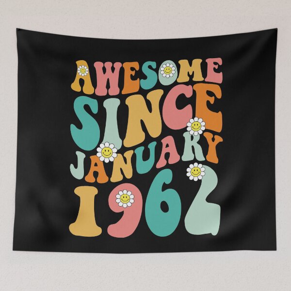 Item preview, Awesome Since January 1962 | Made In 1962 | Retro Groovy Birthday designed and sold by Christina-grich.