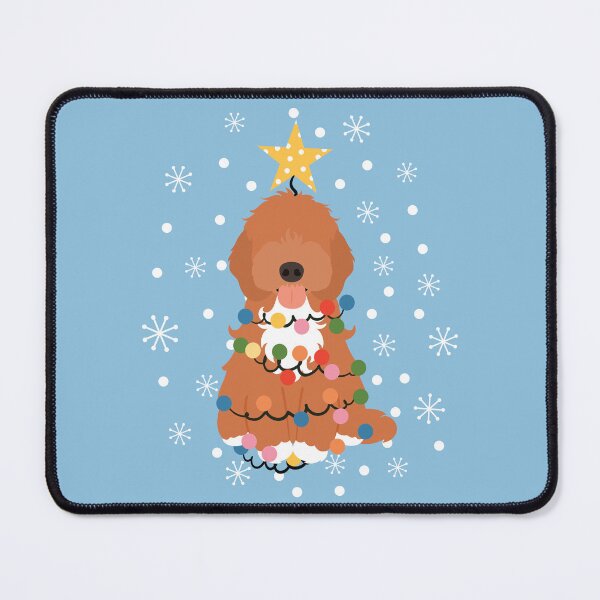 Item preview, Red White Cockapoo Cavapoo Christmas Tree 2 designed and sold by Lulupainting.