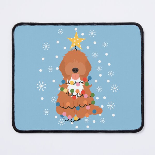Item preview, Red White Cockapoo Cavapoo Christmas Tree 3 designed and sold by Lulupainting.