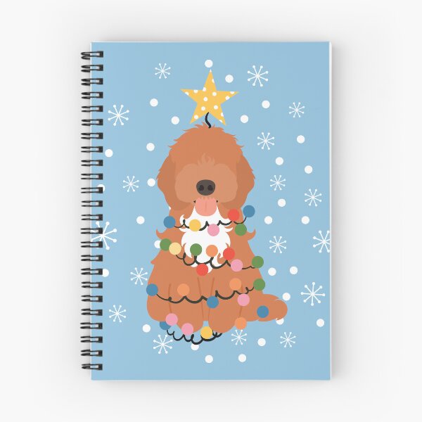Item preview, Red White Cockapoo Cavapoo Christmas Tree 3 designed and sold by Lulupainting.