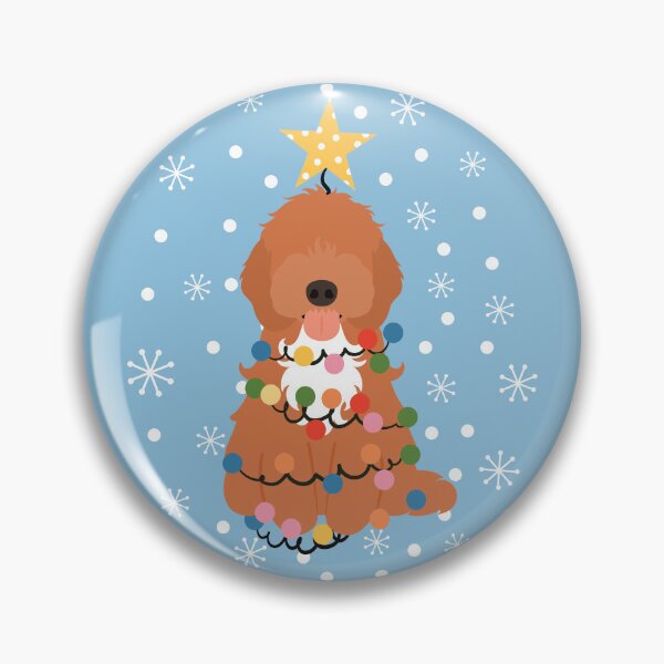 Item preview, Red White Cockapoo Cavapoo Christmas Tree 3 designed and sold by Lulupainting.