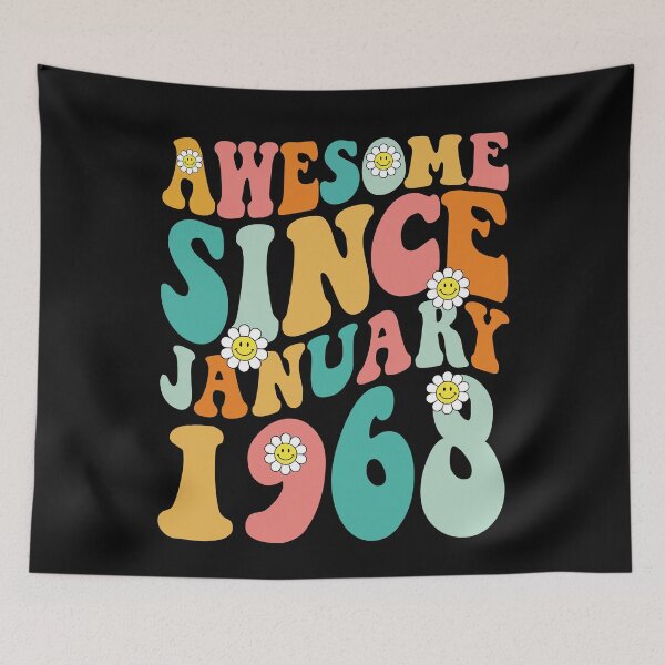Item preview, Awesome Since January 1968 | Made In 1968 | Retro Groovy Birthday designed and sold by Christina-grich.