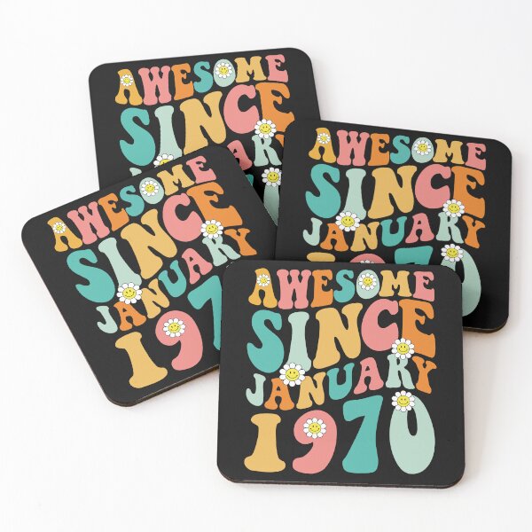 Item preview, Awesome Since January 1970 | Made In 1970 | Retro Groovy Birthday designed and sold by Christina-grich.
