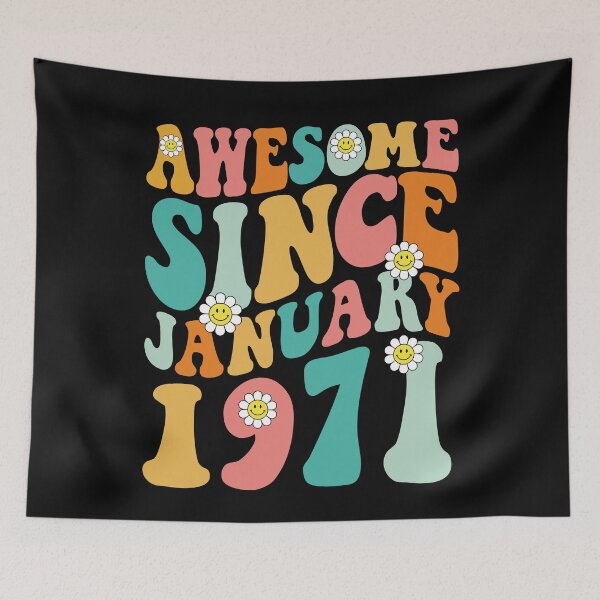 Item preview, Awesome Since January 1971 | Made In 1971 | Retro Groovy Birthday designed and sold by Christina-grich.