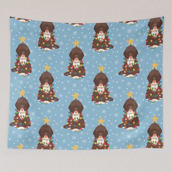Item preview, Brown White Cockapoo Cavapoo Christmas Tree 2 designed and sold by Lulupainting.
