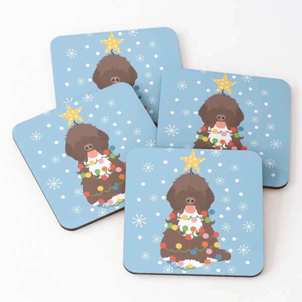 Item preview, Brown White Cockapoo Cavapoo Christmas Tree 2 designed and sold by Lulupainting.
