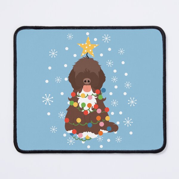 Item preview, Brown White Cockapoo Cavapoo Christmas Tree 2 designed and sold by Lulupainting.