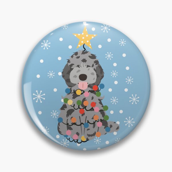 Item preview, Blue Merle Cockapoo Cavapoo Christmas Tree  designed and sold by Lulupainting.